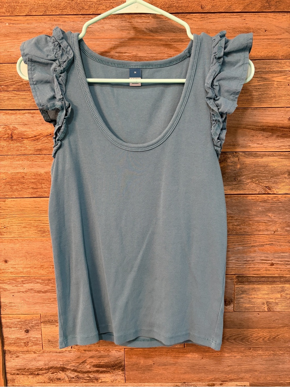 Old Navy Blue Ruffled Sleeve Ribbed Tank Top* - size M